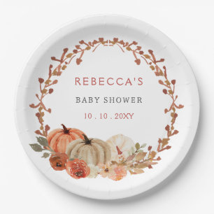 Oranje kleine pompoen geslachtsneutraal Baby showe Papieren Bordje