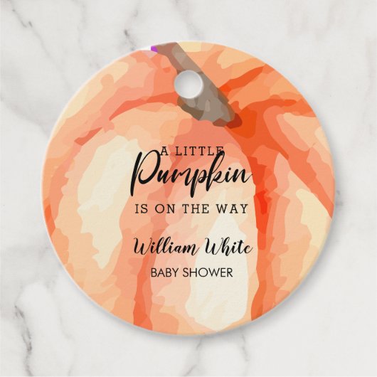 Oranje kleine pompoen Halloween Herfst Baby shower Bedankjes Labels (Voorkant)