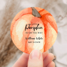 Oranje kleine pompoen Halloween Herfst Baby shower Ronde Sticker