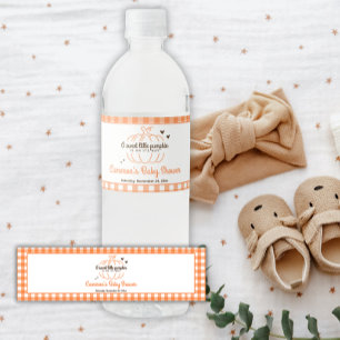 Oranje Kleine Pompoen Herfst Baby Shower Waterfles Etiket