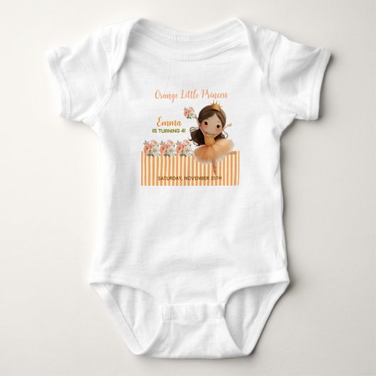 Oranje Kleine Prinses Bal Romper (Voorkant)