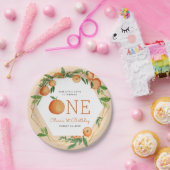 Oranje kleine stropdas 1st Birthday Papieren Bordje (Feest)