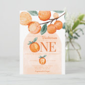 Oranje kleine stropdas die de 1e verjaardag van de kaart (Staand voorkant)