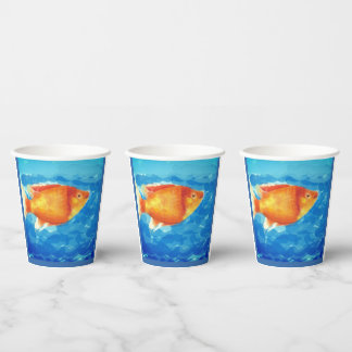 Oranje kleine vis papieren bekers