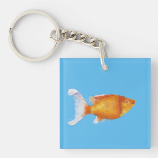 Oranje kleine vis sleutelhanger (voorkant)