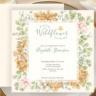 Oranje Kleine Wilde Bloem Baby Shower Uitnodiging