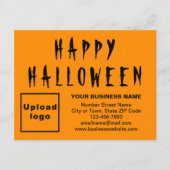 Oranje Kleur Halloween Zakelijk Klein Plat Design Feestdagenkaart (Voorkant)