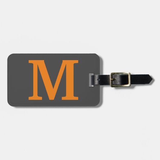 Oranje kleur Initiaal letter/monogram Bagagelabel (Voorkant horizontaal)
