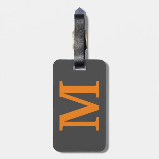 Oranje kleur Initiaal letter/monogram Bagagelabel (Achterkant verticaal)