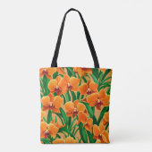 Oranje kleur orchidee Canvas tas (Achterkant)