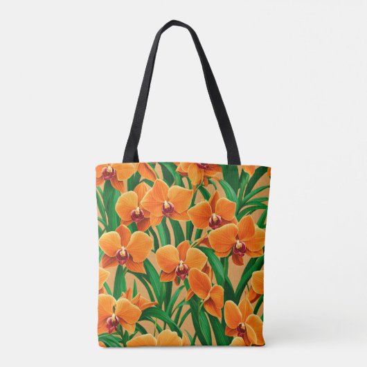 Oranje kleur orchidee Canvas tas (Achterkant)