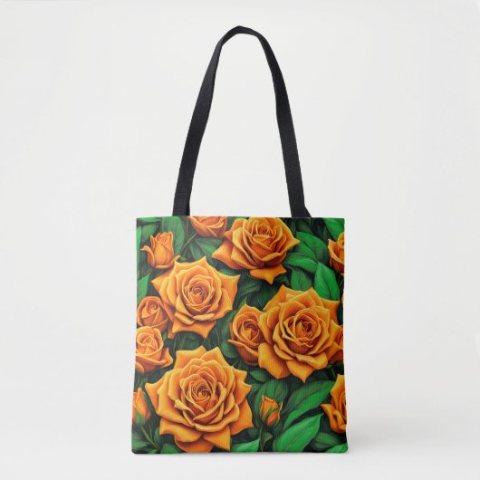 Oranje kleur Roos Flower Canvas tas (Voorkant)