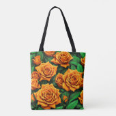 Oranje kleur Roos Flower Canvas tas (Achterkant)