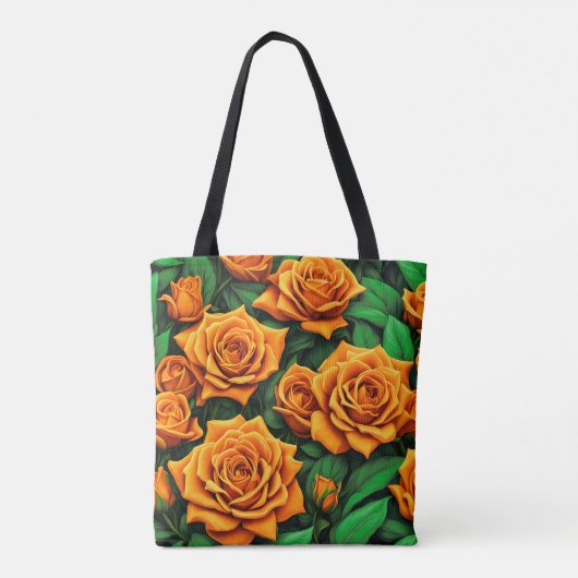 Oranje kleur Roos Flower Canvas tas (Achterkant)