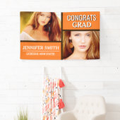 Oranje kleurblok Moderne fotograafpartij Spandoek (Insitu)