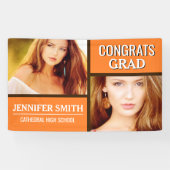 Oranje kleurblok Moderne fotograafpartij Spandoek (Horizontaal)