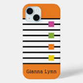 Oranje Kleurblok Zwarte Strepen Monogram Case-Mate iPhone Case (Achterkant)
