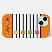 Oranje Kleurblok Zwarte Strepen Monogram Case-Mate iPhone Case (Achterkant (horizontaal))