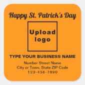 Oranje kleuren Saint Patrick Business Square Stick Vierkante Sticker (Voorkant)