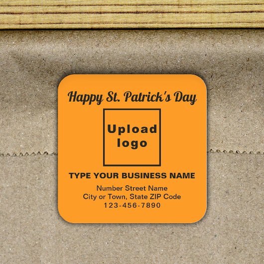 Oranje kleuren Saint Patrick Business Square Stick Vierkante Sticker