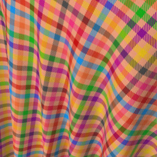 Oranje Kleurrijk Gingham Schotse Ruit Patroon Stof