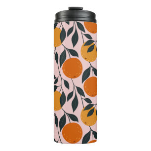 Oranje kleurrijk naadloos patroon. oranje patroon. thermosbeker