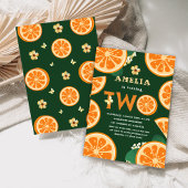 Oranje kleurrijke citrus kind tweede verjaardag kaart