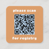 Oranje Kleurrijke en Leuke Registry Insert Vierkante Visitekaartje (Voorkant)