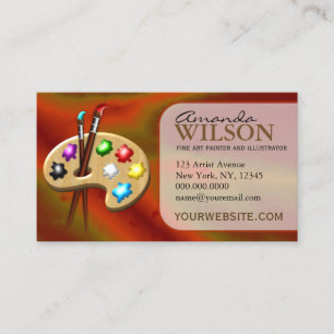 Oranje Kleurrijke Fine Artist Art Store Art Teache Visitekaartje