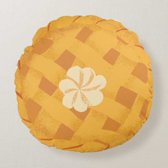 Oranje kleurrijke Pumpkin Pie Thanksgiving Harvest Rond Kussen (Voorkant)