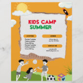 Oranje Kleurrijke Speelse Kinder Camp Summer Flyer (Voorkant)