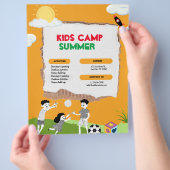 Oranje Kleurrijke Speelse Kinder Camp Summer Flyer (Hand)