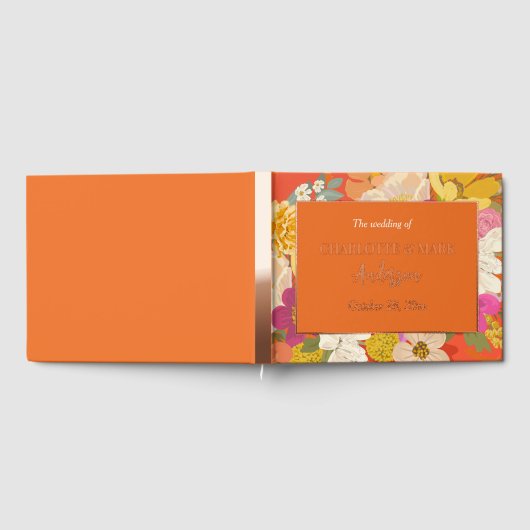 Oranje kleurrijke zomer bloementuin bruiloft gastenboek (Volledig)