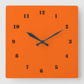 Oranje Klok Zwart Nummers Aangepaste kleuren en le (Voorkant)