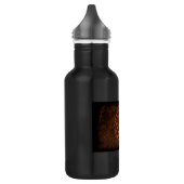 Oranje knobbel op leer waterfles  (Links)