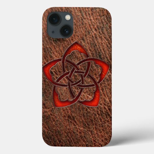 Oranje knolselbloem op echt leder Case-Mate iPhone case (Achterkant)
