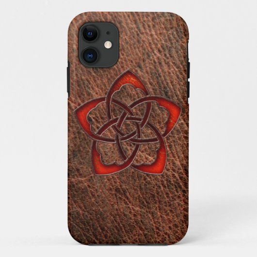 Oranje knolselbloem op echt leder Case-Mate iPhone case (Achterkant)