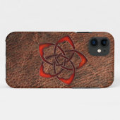 Oranje knolselbloem op echt leder Case-Mate iPhone case (Achterkant (horizontaal))