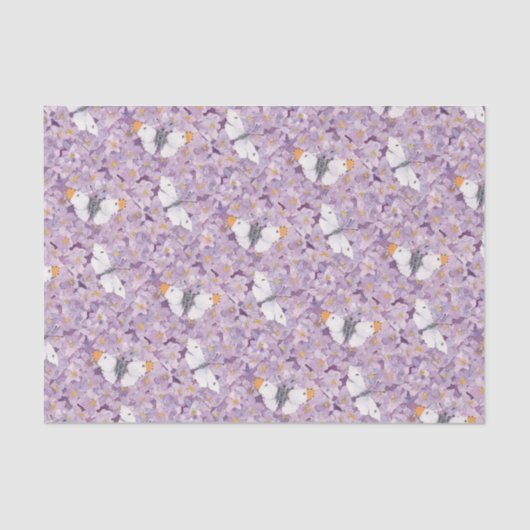 Oranje knoppen op lavendebloemen tissuepapier (Voorkant)