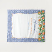 Oranje kobalt Blue Wedding Shower Fotoachtergrond Wandkleed (Voorkant (horizontaal))