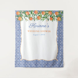 Oranje kobalt Blue Wedding Shower Fotoachtergrond Wandkleed