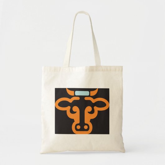Oranje Koeien Hoofd Canvas tas (Voorkant)