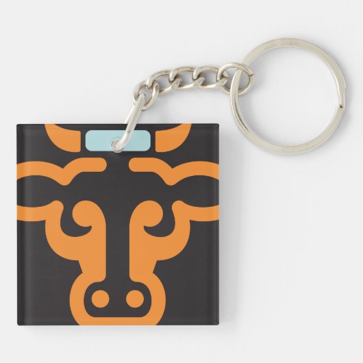 Oranje Koeien Hoofd Sleutelhanger (Achterkant)