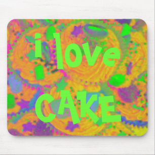 Oranje koekjes "i love cake"-mousepad muismat
