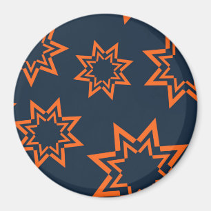 Oranje, koel, trendy, speelachtig stervormpatroon magneet