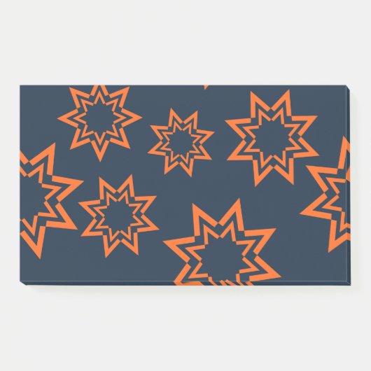Oranje, koel, trendy, speelachtig stervormpatroon post-it® notes (Voorkant)