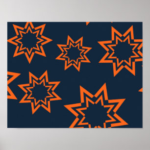Oranje, koel, trendy, speelachtig stervormpatroon poster