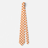 oranje, koel, wit controlepatroon stropdas (Voorkant)