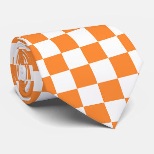oranje, koel, wit controlepatroon stropdas