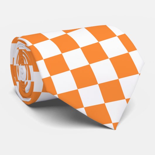 oranje, koel, wit controlepatroon stropdas (Opgerold)